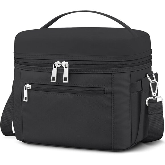 Insulated Lunch Bag Black Reusable Lunch Box Leak-Proof Cooler Tote Bag Portable - Picture 1 of 8